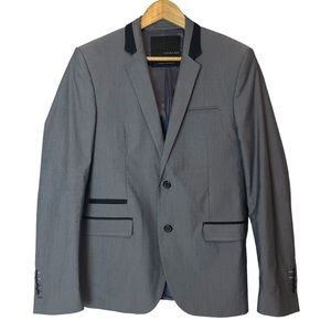 Zara Man Black Tag Gray Suit Blazer Sz US 38 Formal EUC